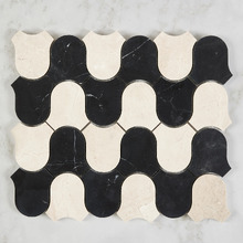 Toru Cream & Black Marble Mosaic Tile